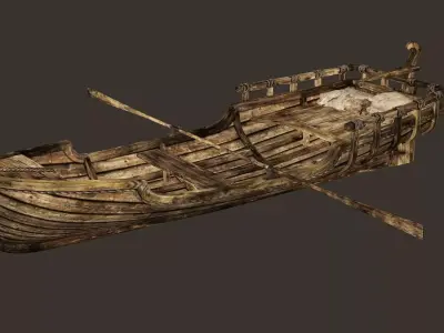 Viking Wooden Boat Game-Ready Low-poly 3D Model Low-poly 3D model