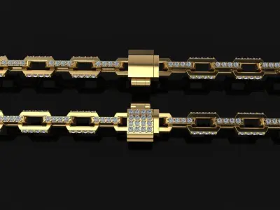 DAINTY HERMES DIAMOND LINK BRACELET NECKLACE 3D print model