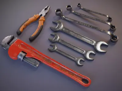 Tools wrenches and pliers Free 3D model