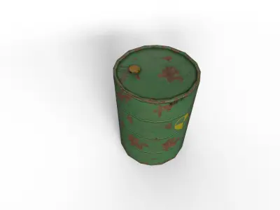 Green Postapocalyptic barrel Low-poly 3D model
