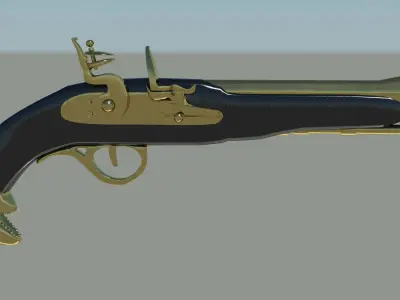 Flintlock gun Low-poly 3D model