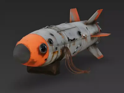 Realistic Damaged Missile 3D Model Low-poly 3D model