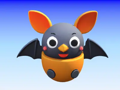 Adorable Cartoon Bat 3D Model  Low-poly 3D model