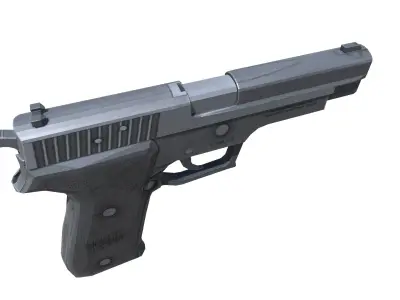 09-sigp 220-gun model 3d game ready model Low-poly 3D model Low-poly 3D model