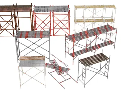 Industrial Construction Scaffolding Pack Low-poly 3D model