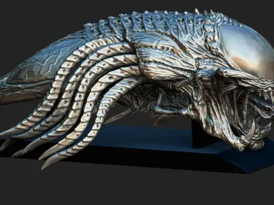 Predalien head bust and base 3D model