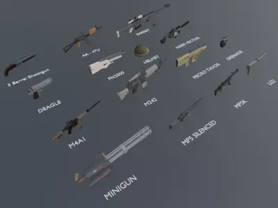 Gun Pack Low-poly 3D model