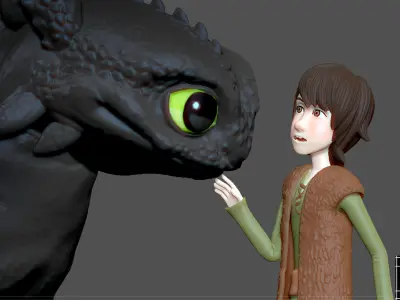 TOOTHLESS HICCUP HOW TO TRAIN YOUR DRAGON ANIME 3D print model