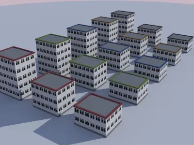 Cartoon Building Low Poly Building Commercial City Hall Low-poly 3D model