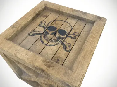 Wooden Crate Low-poly 3D model 4