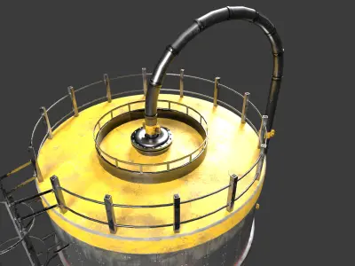 Big Silo Storage Game Ready Low-poly 3D model