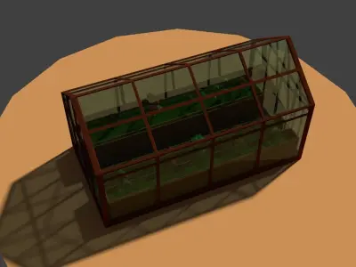 Low Poly Greenhouse 2 with glass roof Low-poly 3D model