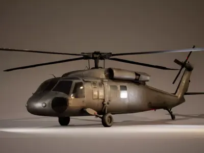 Helicopter UH-60 Blackhawk Low-poly 3D model