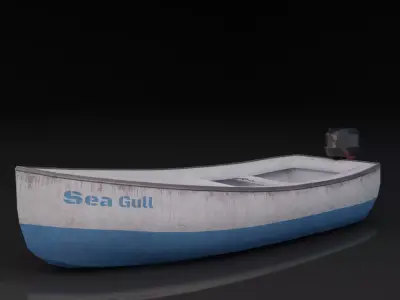 Small Fishing Boat Low-poly 3D model