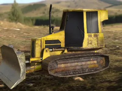 BULLDOZER game prop  unity and ue5 ready Low-poly 3D model