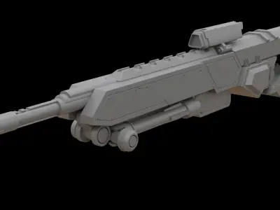 Mecha hard surface sniper rifle 3D model purchase