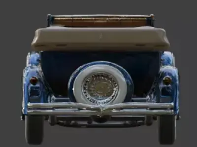 Vintage 1920s Sapphire Blue Luxury Phaeton 3D Model Low-poly 3D model