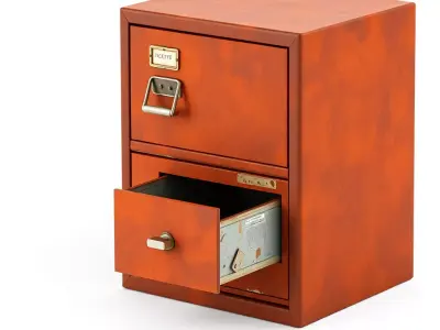 Vintage Distressed Metal Filing Cabinet Low-poly 3D model