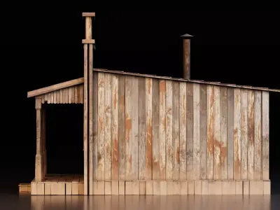Old West Wooden Building Low-poly 3D model