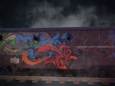 Vandalized Train Low-poly 3D model