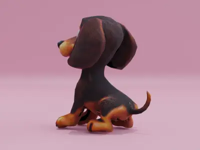 Dachshund Cute Puppy Low High Poly  Low-poly 3D model