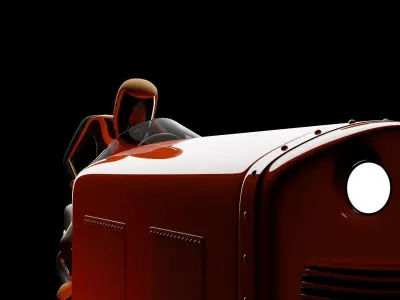 Cartoon SciFi Land Vehicle - With Rigged Spaceman Character 3D model
