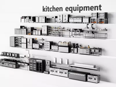 Commercial Kitchen Equipment Collection Low-poly 3D model