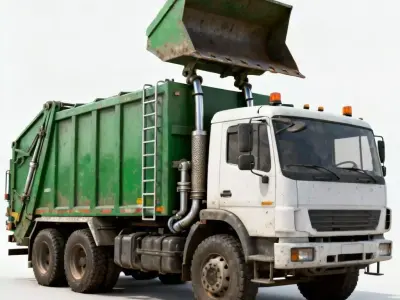 Front-Loader Garbage Truck 3D Model - Heavy Waste Vehicle Low-poly 3D model