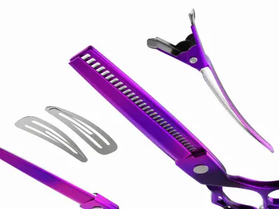 Hair Cutting Thinning Scissors Set Colorful 3D model