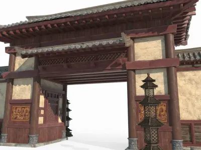 Luxury Gate of Asian Ancient Architecture 3D model