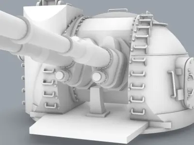 Naval Artillery and Torpedo Systems - 4 Weapon Models Low-poly 3D model