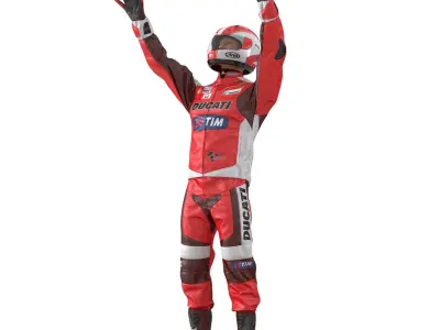 Motorcycle Rider 2 Rigged for Cinema 4D 3D model