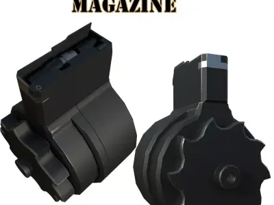 X FAL 50 Round Drum Magazine For 308 Rifles Low Poly PBR  Low-poly 3D model