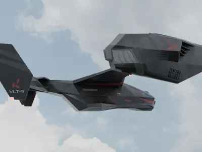 Dropship jet Low-poly 3D model