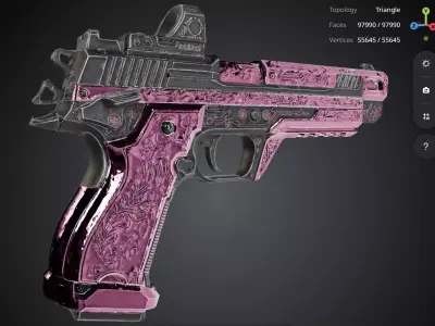 Pink Floral Pistol 3D model