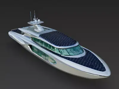 Aura Stream Futuristic Eco-Luxury Yacht 3D Model Low-poly 3D model