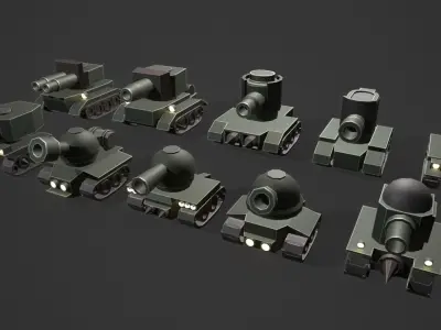 Stylized Cartoon Panzer Low-poly 3D model
