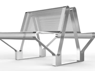 Waiting Room Seat V2 Double 1 Big Seat 3D model