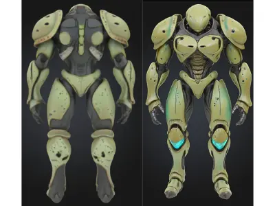 Futuristic Sci Fi Robot Low-poly 3D model