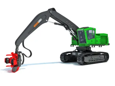 Forestry Set holland excavator 3D Model Pack