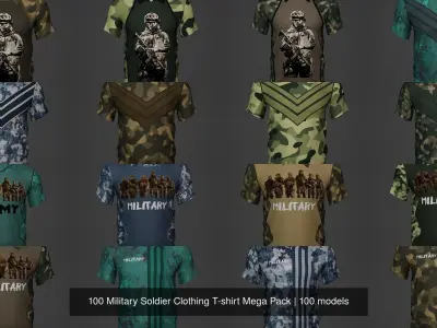 100 Military Soldier Clothing T-shirt Mega Pack