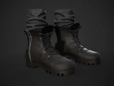 Black Half Boots  Low-poly 3D model