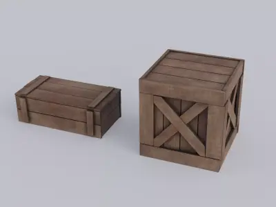 Wooden Box Low-poly 3D model buy