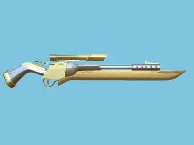 Sniper Gunblade 05 Luxury Golden - Character SciFi Design Low-poly 3D model