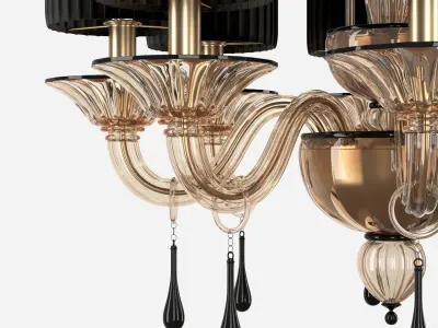 Grimani - Gold Black Murano Glass Chandelier 3D model