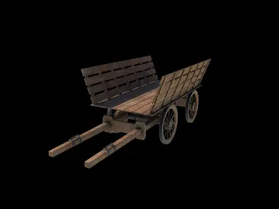  Old Wooden Cart 3D model