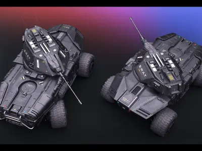 Sci Fi APC low poly police Low-poly 3D model
