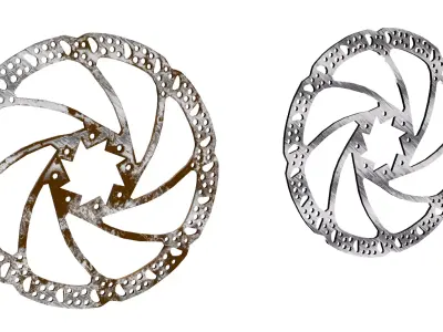 MTB Disc Brake Set - 2 Weathering Styles - PBR 3D model