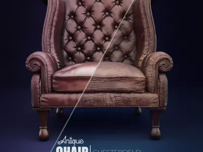 Antique Chesterfield Chair Low-poly 3D model
