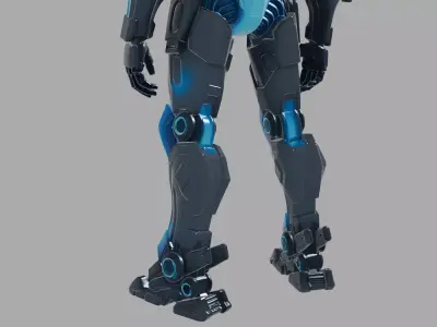 Cyan Glow Sci Fi Robot 3D model